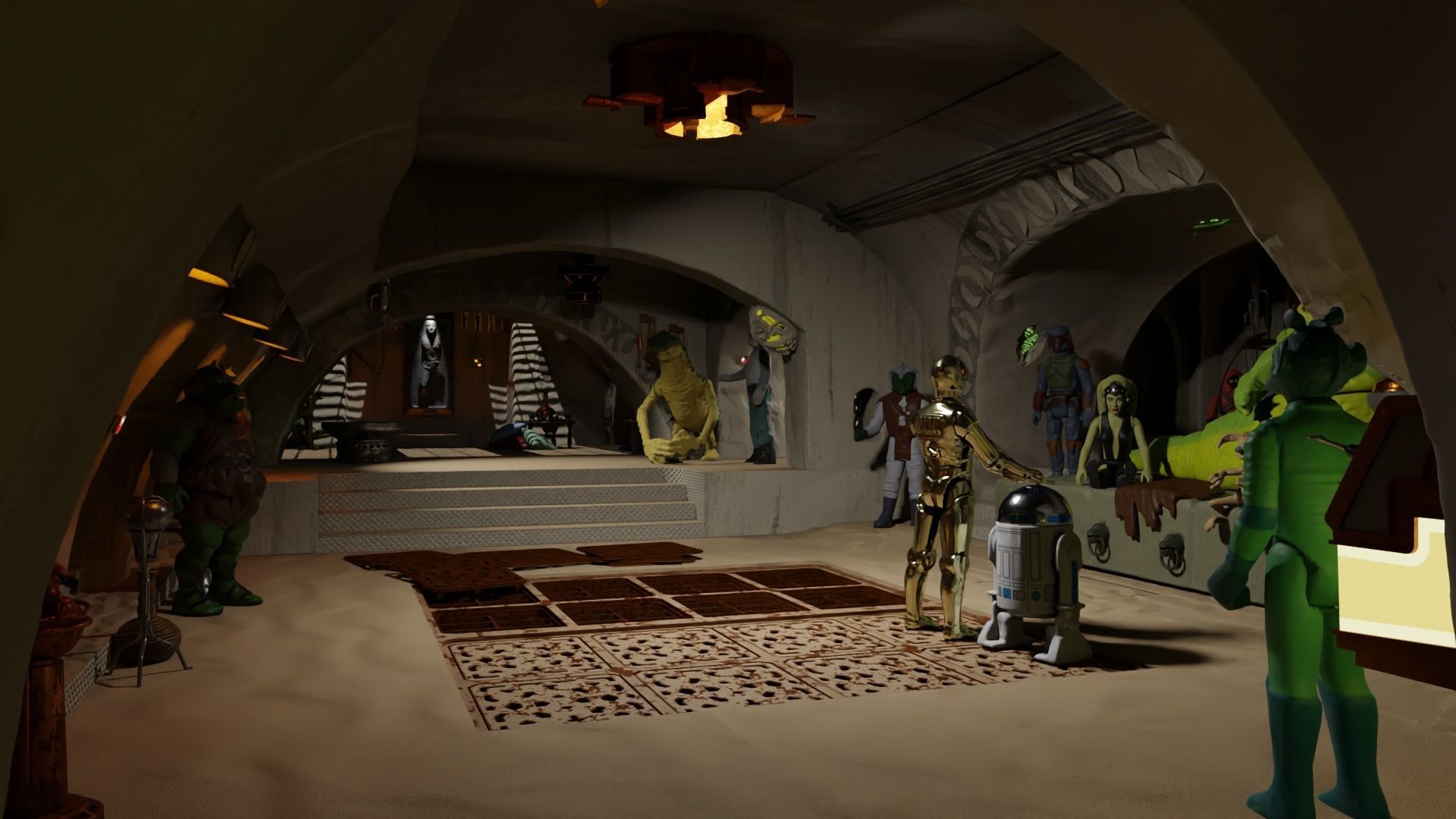 Jabbas Throne Room - Top floor - Complete set 1-18 scale 3D Model Collection_24