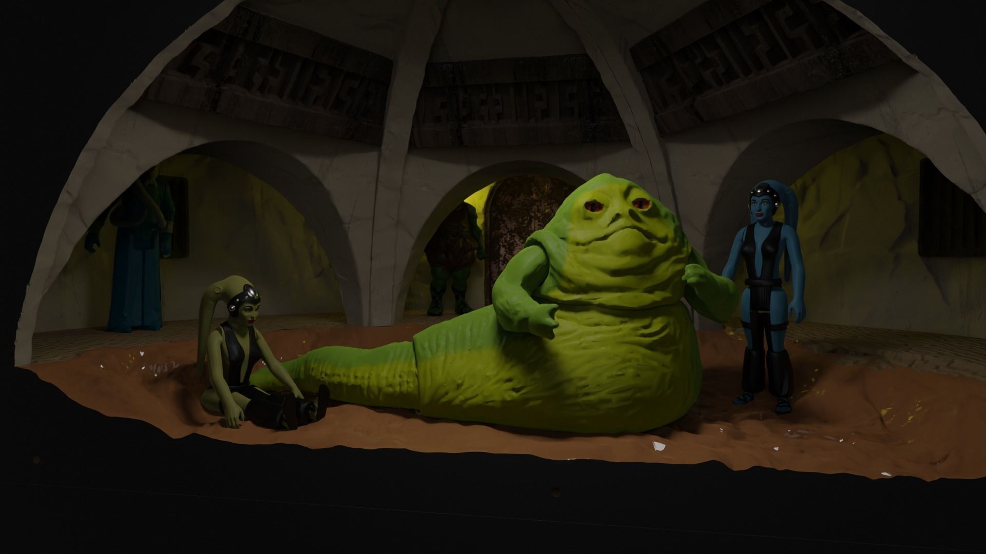 Jabbas Throne Room - Top floor - Complete set 1-18 scale 3D Model Collection_33