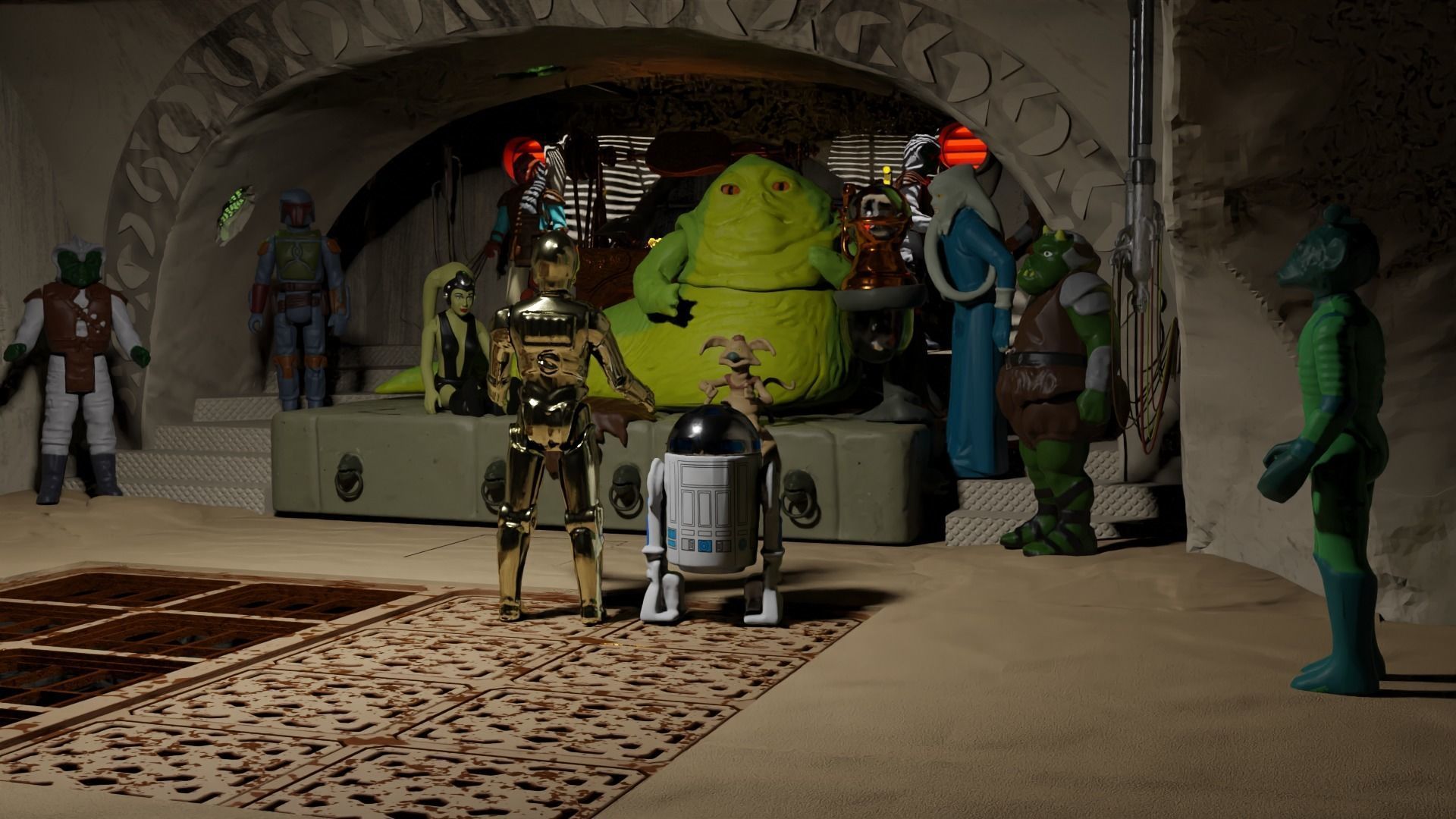 Jabbas Throne Room - Top floor - Complete set 1-18 scale 3D Model Collection_23