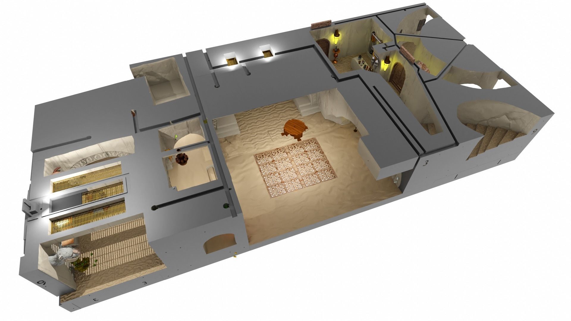 Jabbas Throne Room - Top floor - Complete set 1-18 scale 3D Model Collection_4