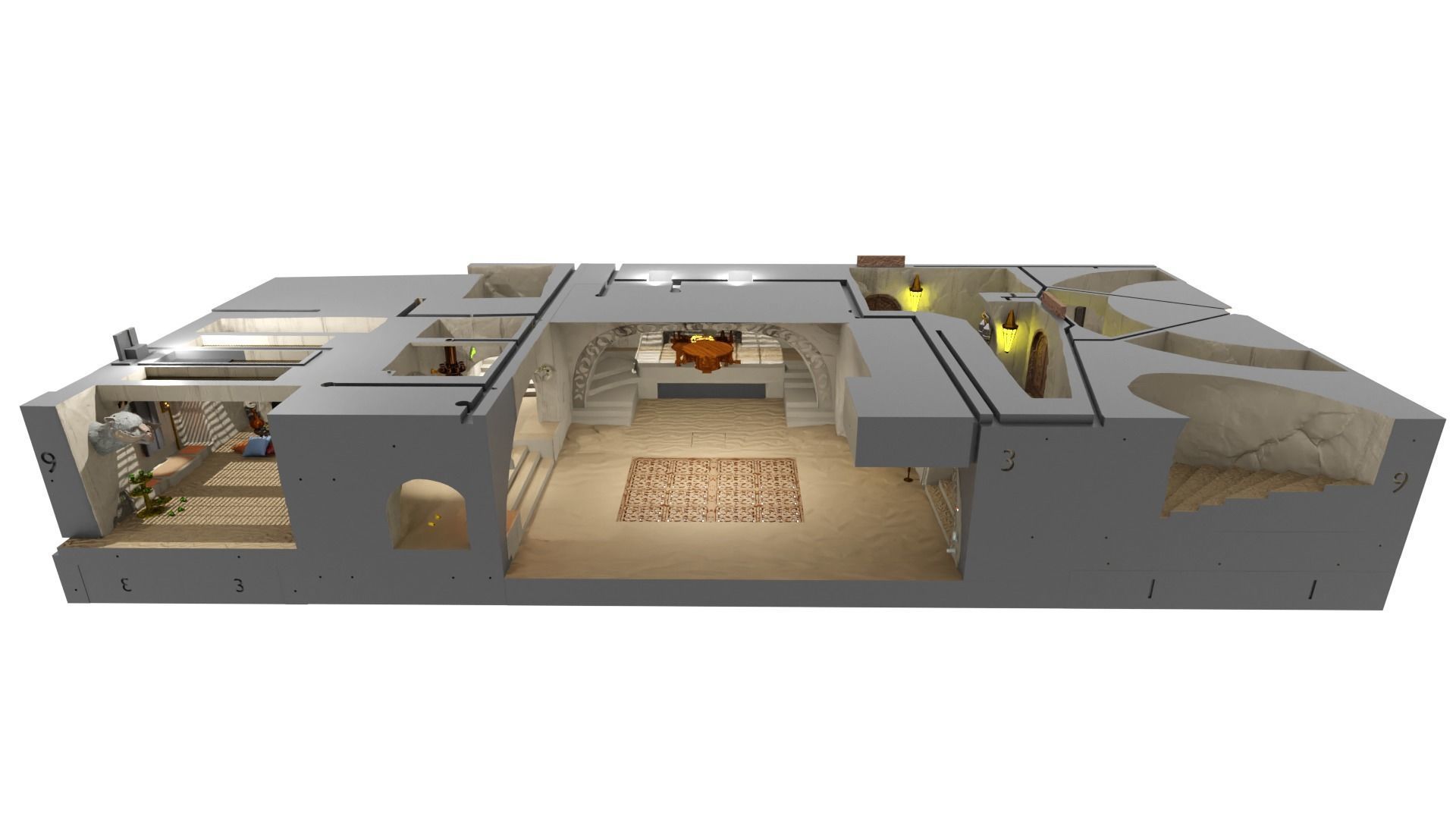 Jabbas Throne Room - Top floor - Complete set 1-18 scale 3D Model Collection_1