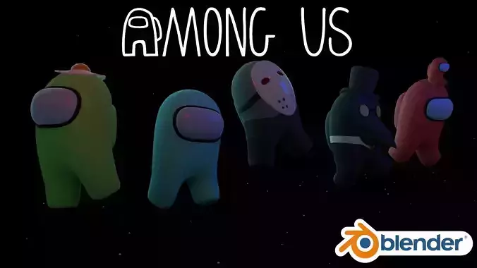Among Us Character Pack Free low-poly 3D model