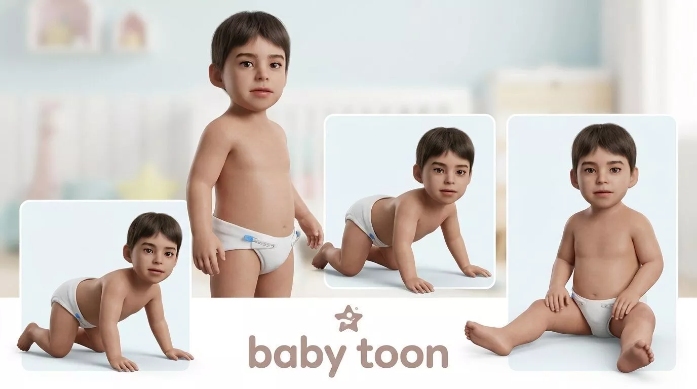 baby-toon child in diapers 3D model