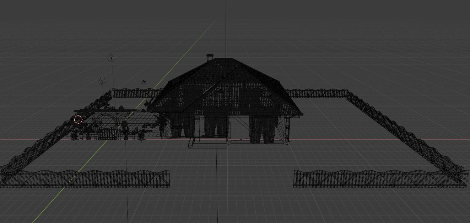 House with fence Low-poly 3D model_3
