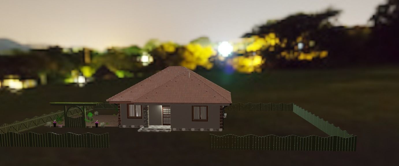 House with fence Low-poly 3D model_8