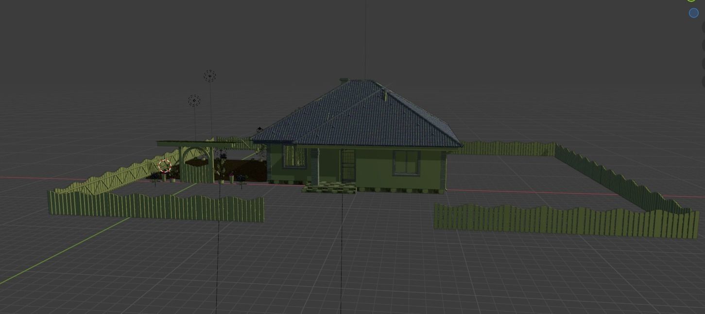 House with fence Low-poly 3D model_7