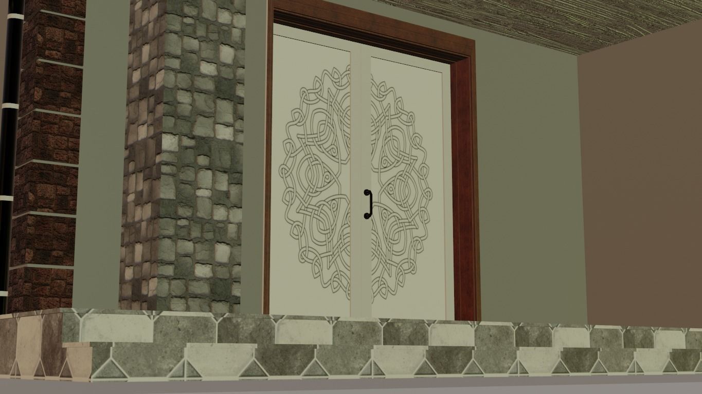 House with fence Low-poly 3D model_12