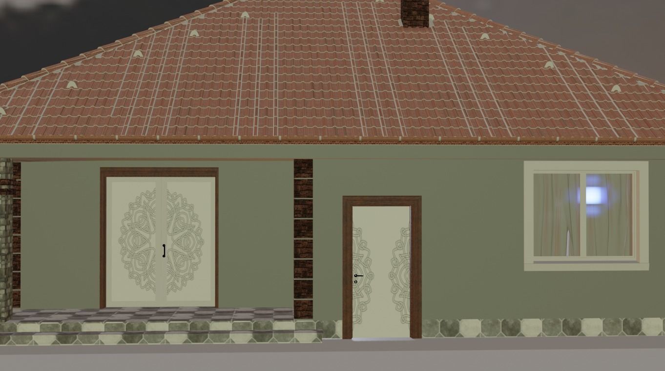 House with fence Low-poly 3D model_11