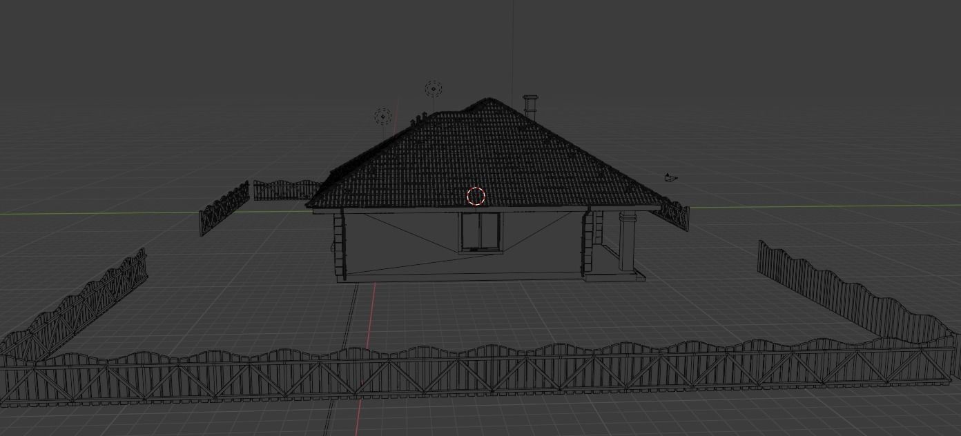 House with fence Low-poly 3D model_2
