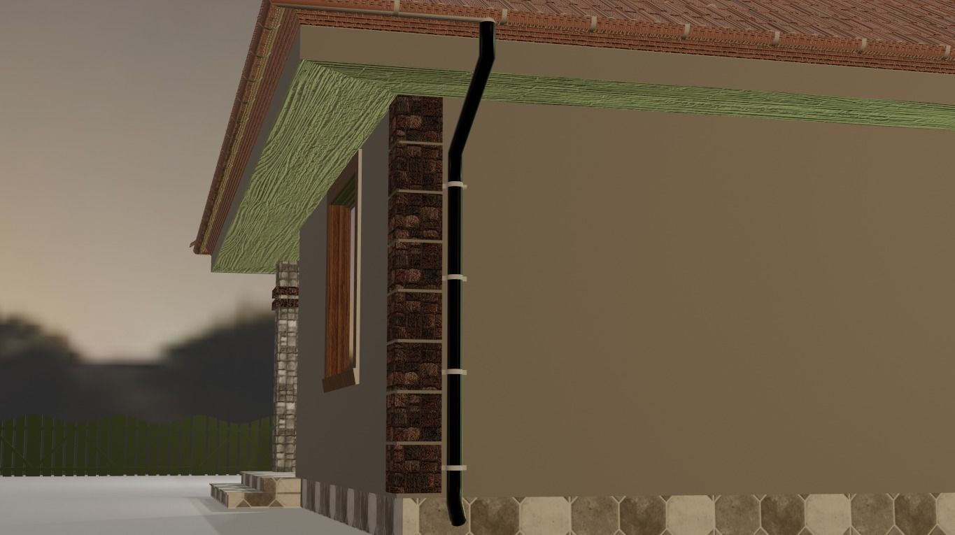 House with fence Low-poly 3D model_13