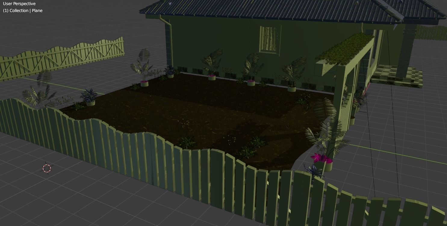 House with fence Low-poly 3D model_5