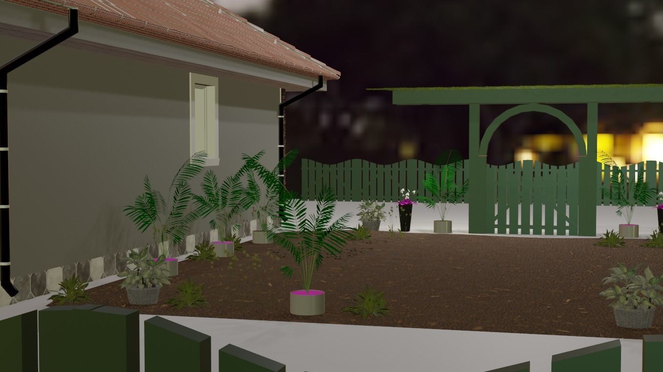 House with fence Low-poly 3D model_9