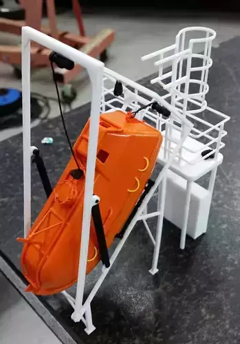Freefall lifeboat with davit 3D print model