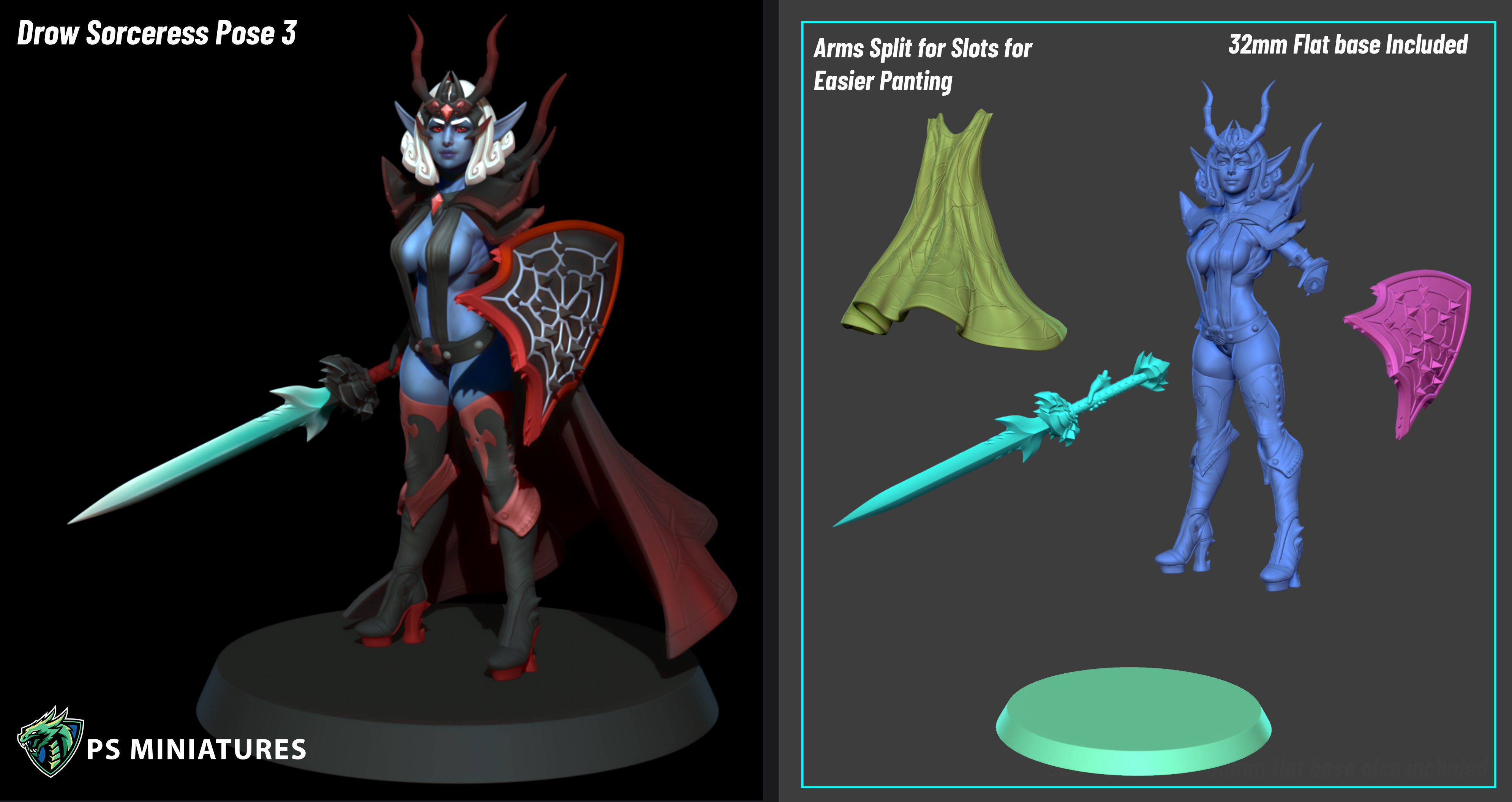 Drow Sorceress  Bundle  3D print model_6
