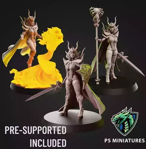 Drow Sorceress  Bundle  3D print model