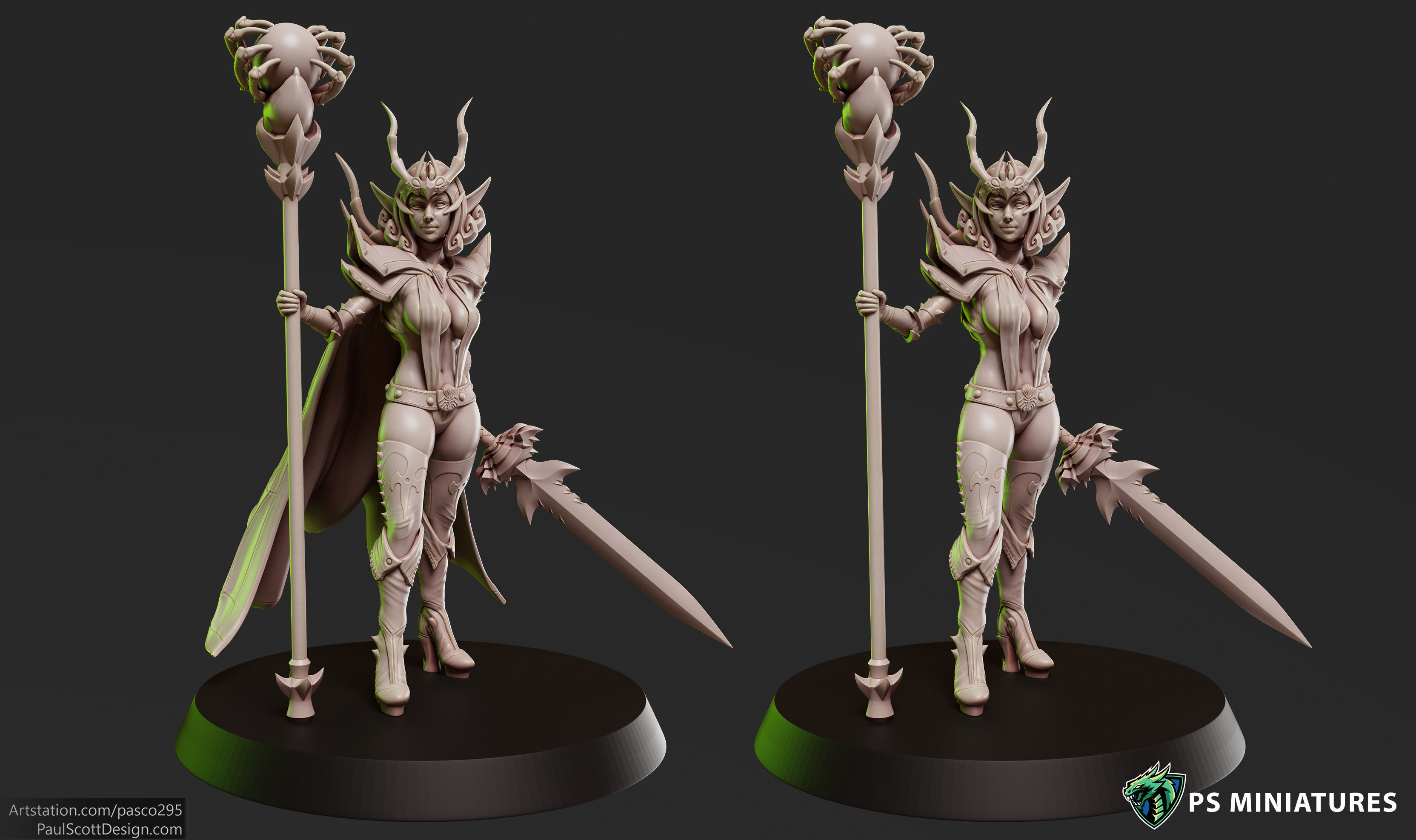 Drow Sorceress  Bundle  3D print model_1