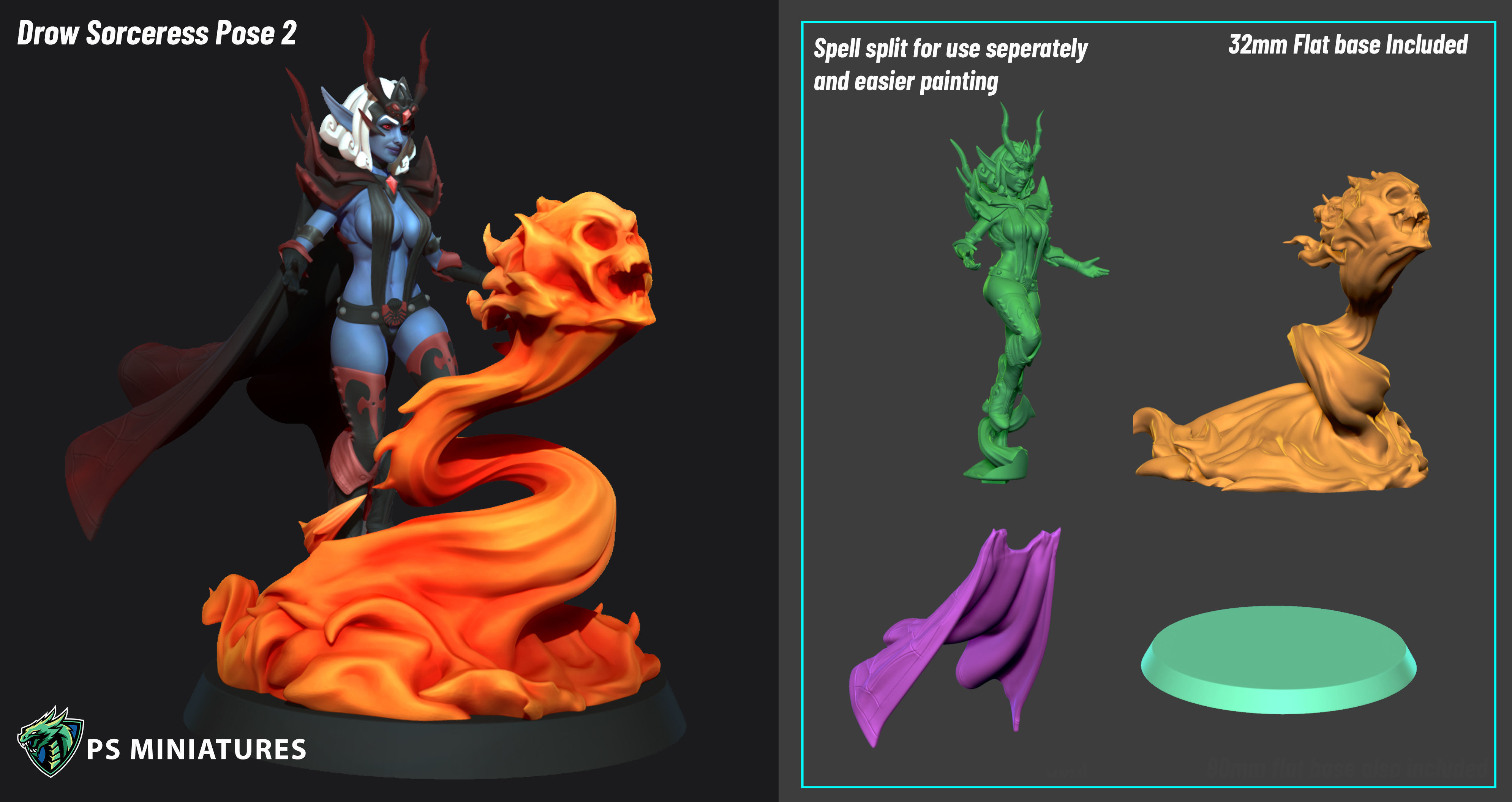 Drow Sorceress  Bundle  3D print model_5