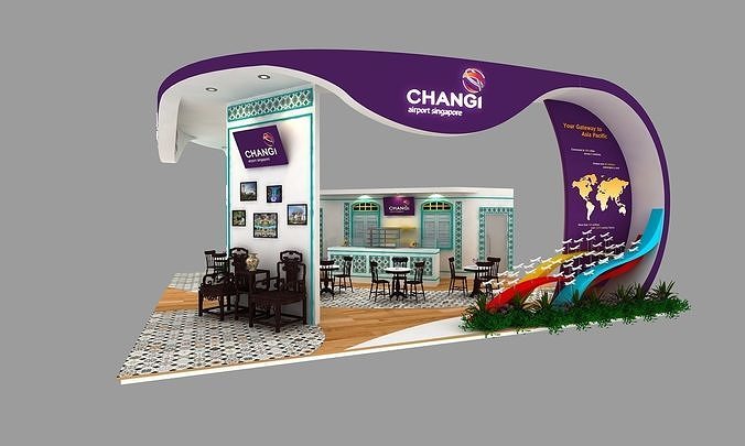 Exhibition booth - 10x10m Low-poly 3D model