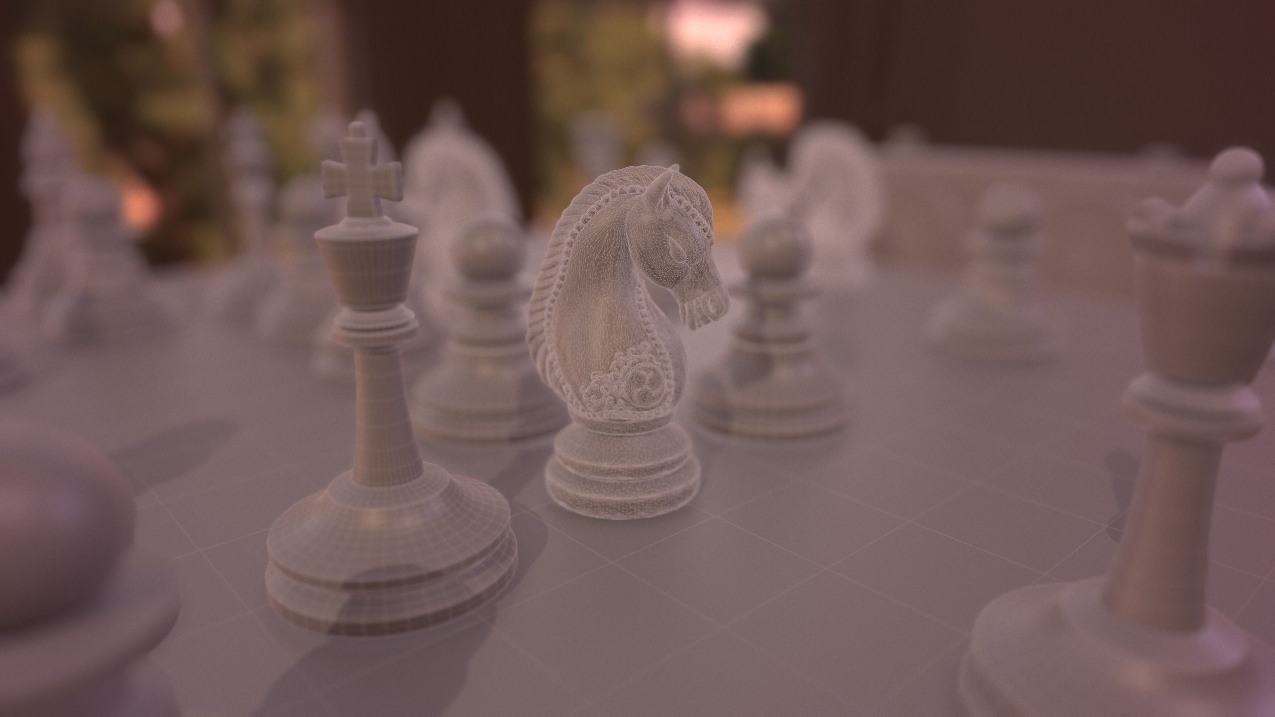 Chess Set 3D Model pieces on board 3D model_2