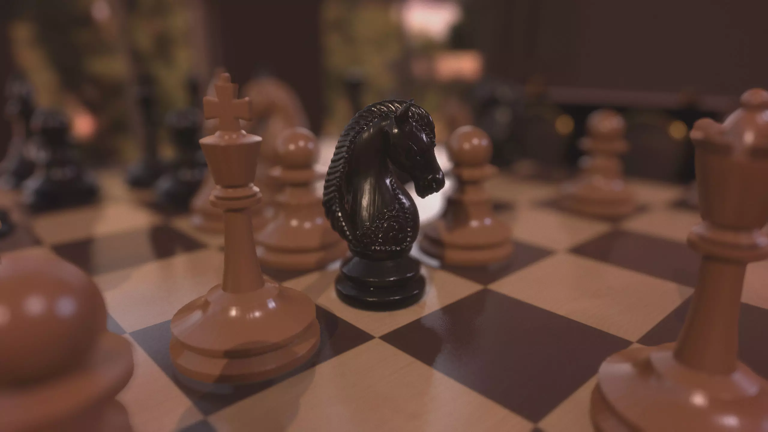 Chess Set 3D Model pieces on board 3D model_0