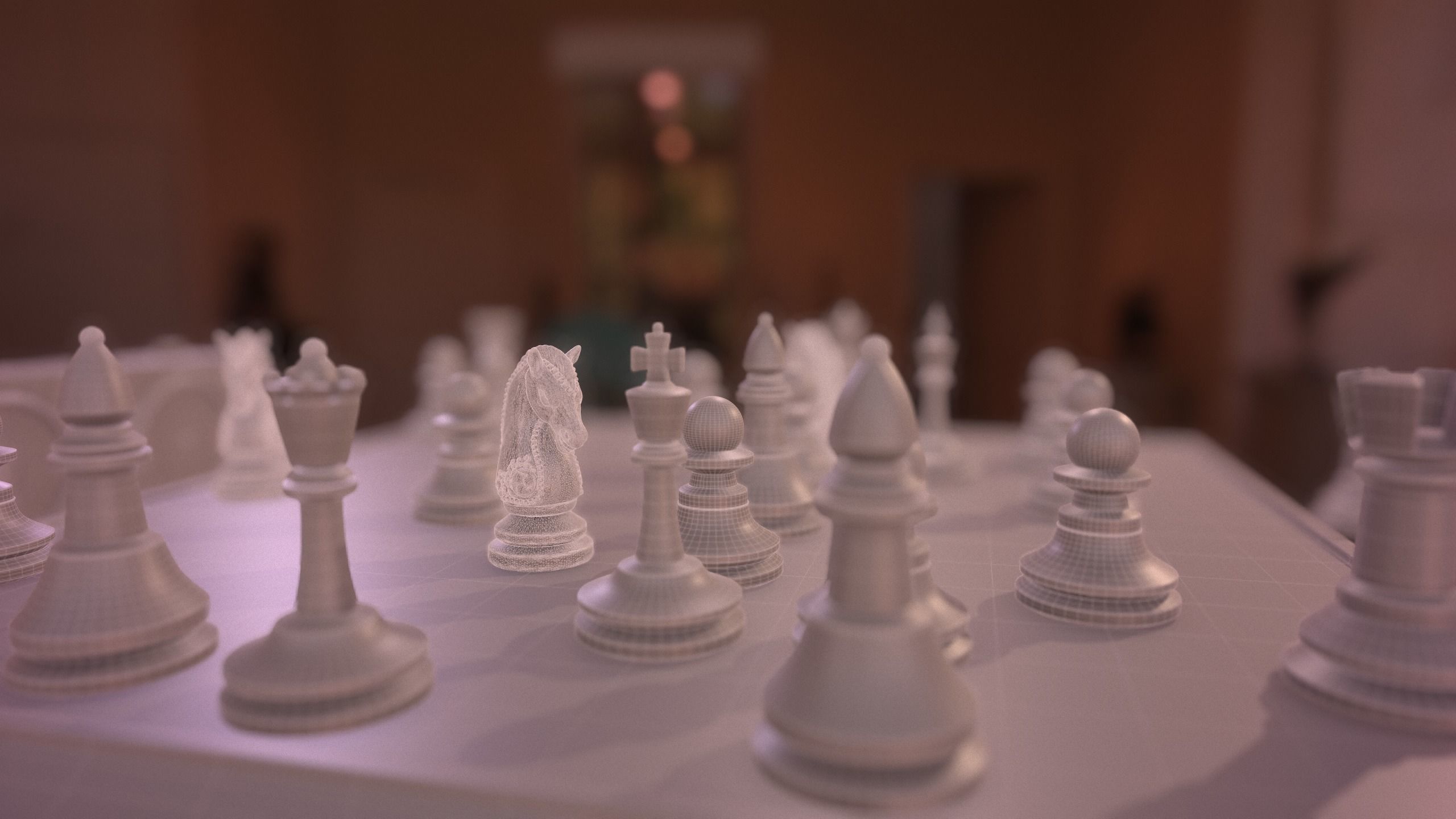 Chess Set 3D Model pieces on board 3D model_3