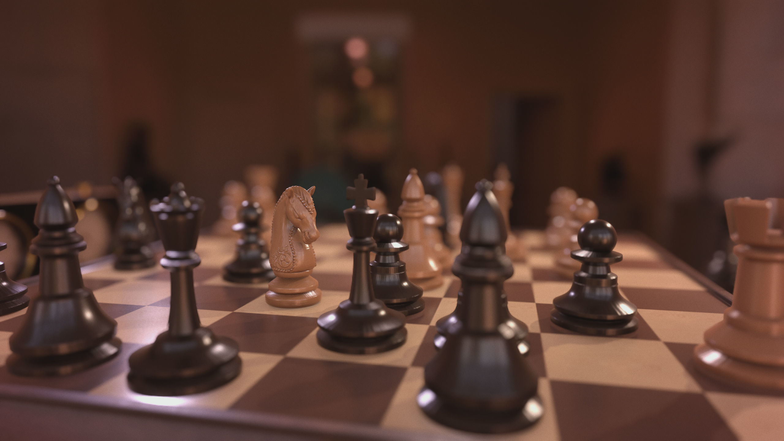 Chess Set 3D Model pieces on board 3D model_1