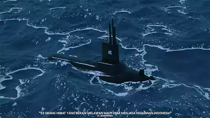 Submarine KRI Nanggala 402 Low-poly 3D model