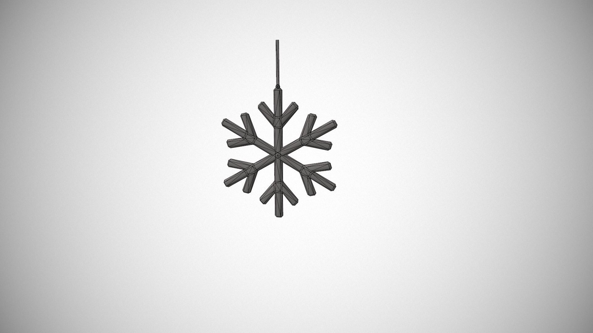 Gold Snowflake Decoration Low-poly 3D model_23