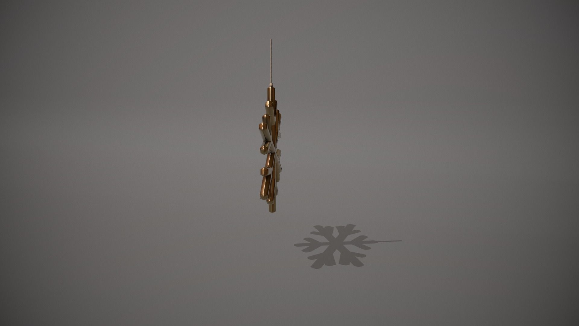 Gold Snowflake Decoration Low-poly 3D model_3