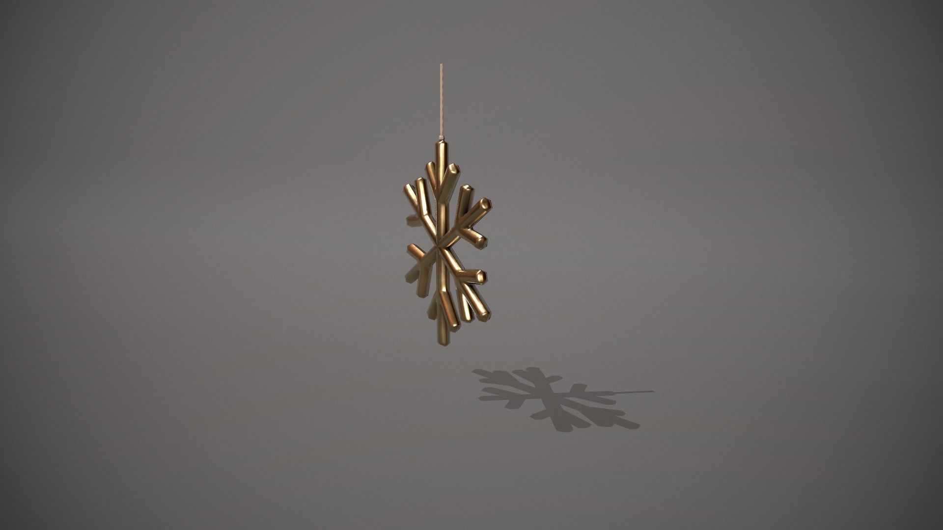 Gold Snowflake Decoration Low-poly 3D model_4