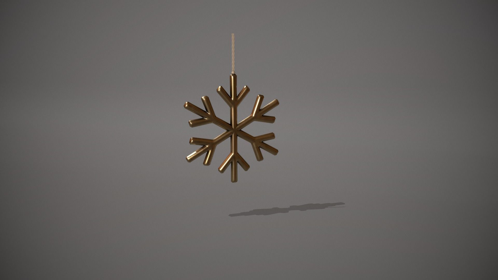 Gold Snowflake Decoration Low-poly 3D model_1