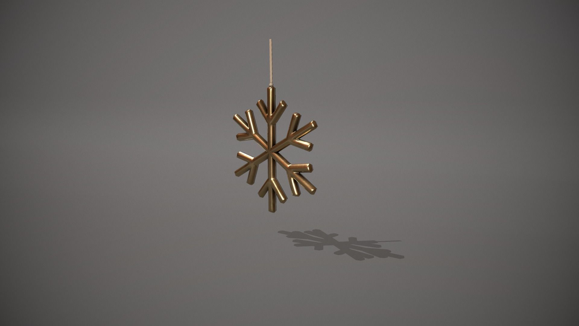 Gold Snowflake Decoration Low-poly 3D model_10