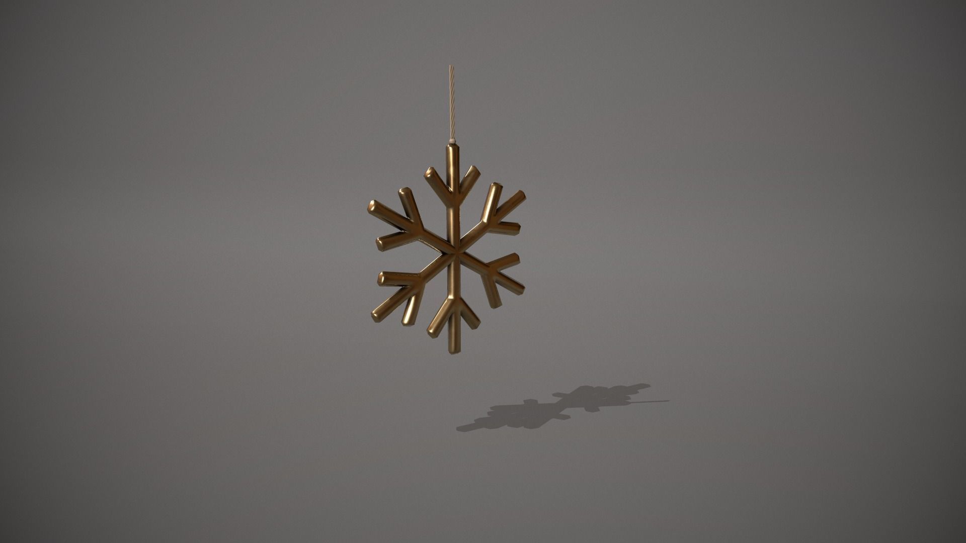 Gold Snowflake Decoration Low-poly 3D model_7
