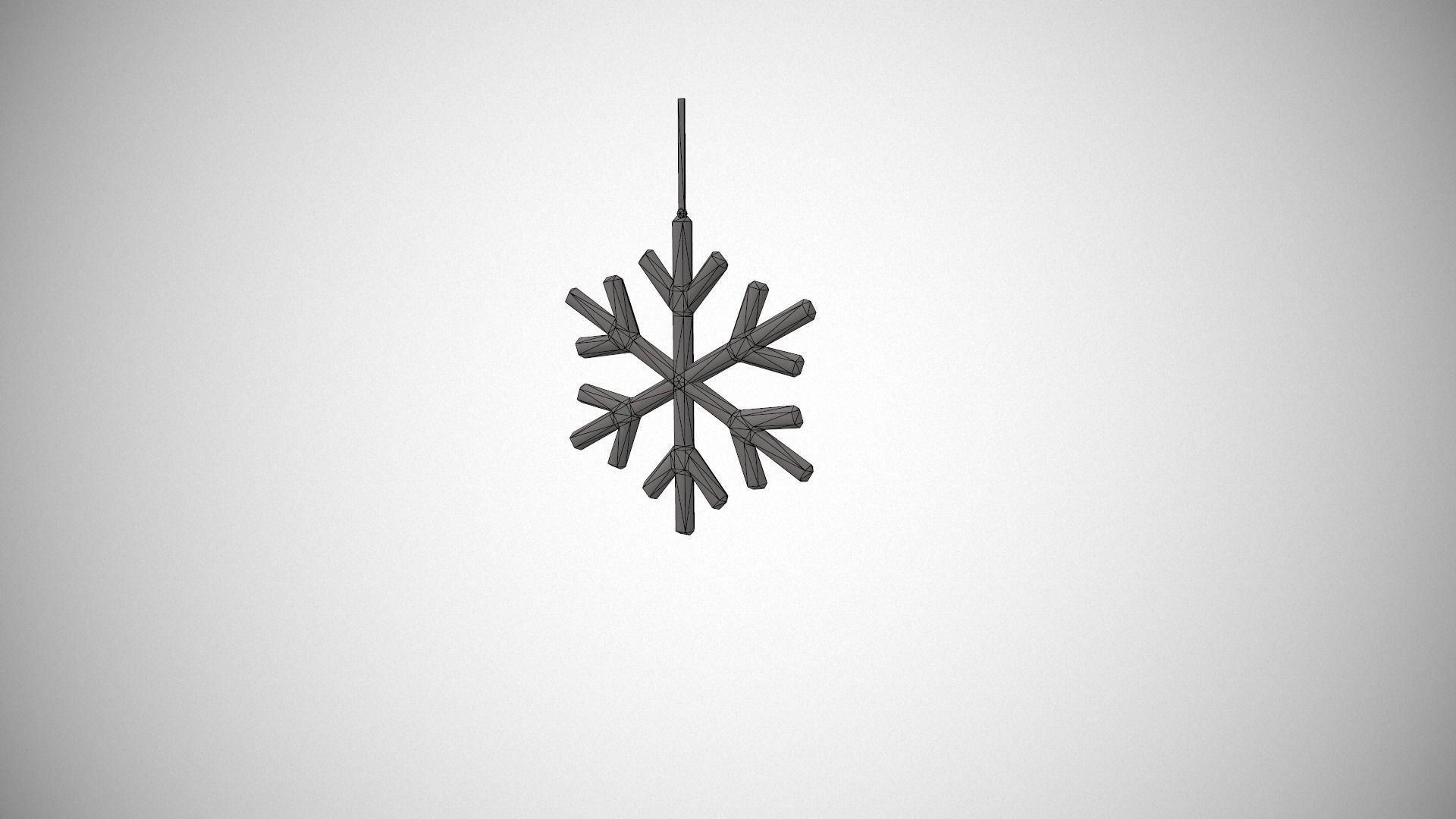 Gold Snowflake Decoration Low-poly 3D model_17