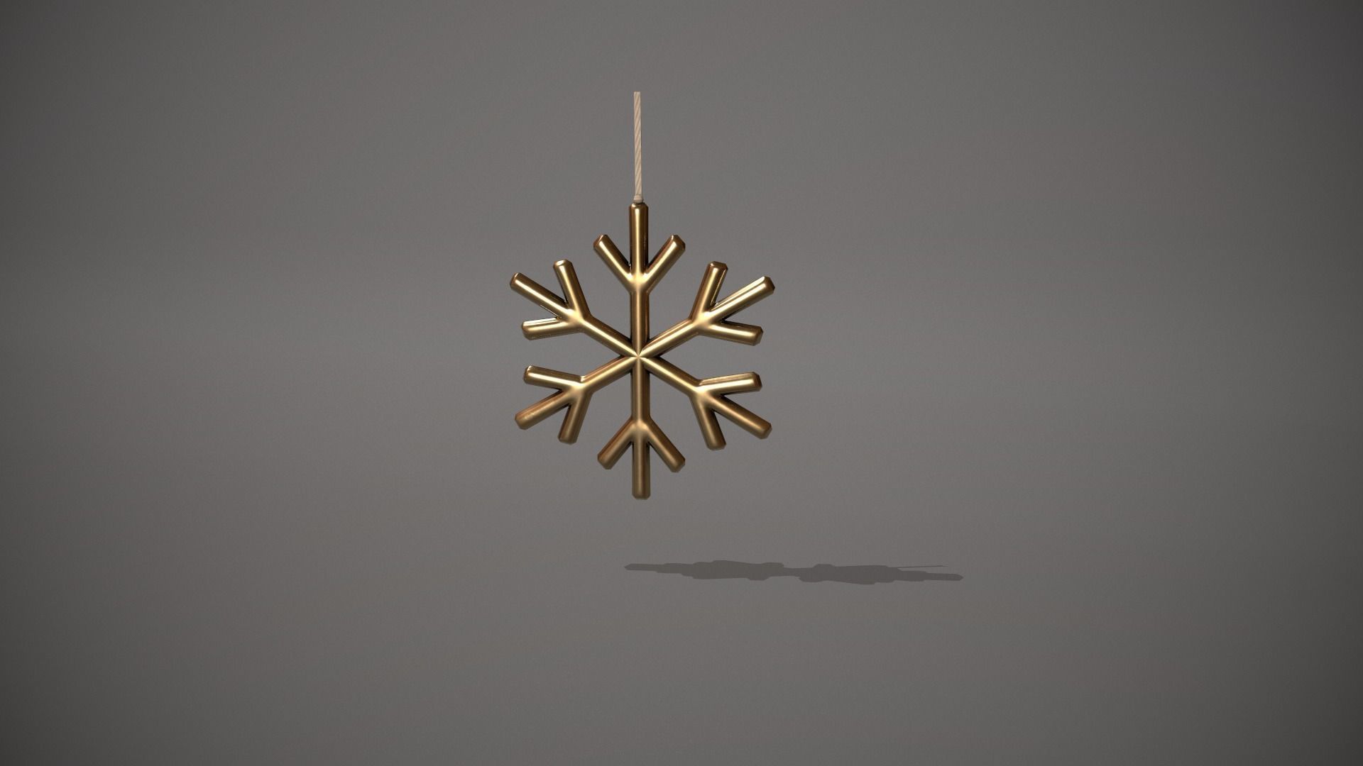 Gold Snowflake Decoration Low-poly 3D model_11