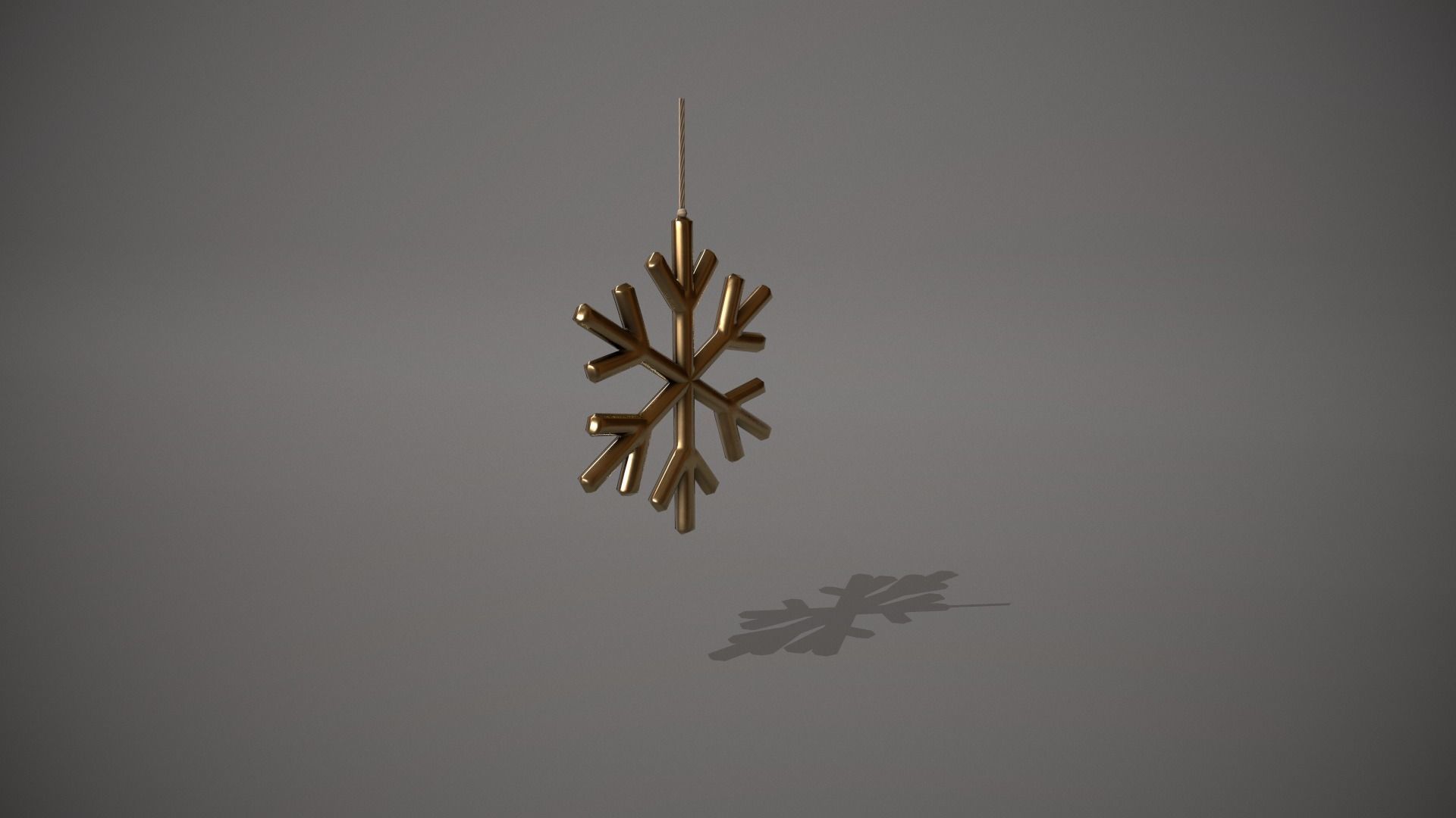 Gold Snowflake Decoration Low-poly 3D model_2