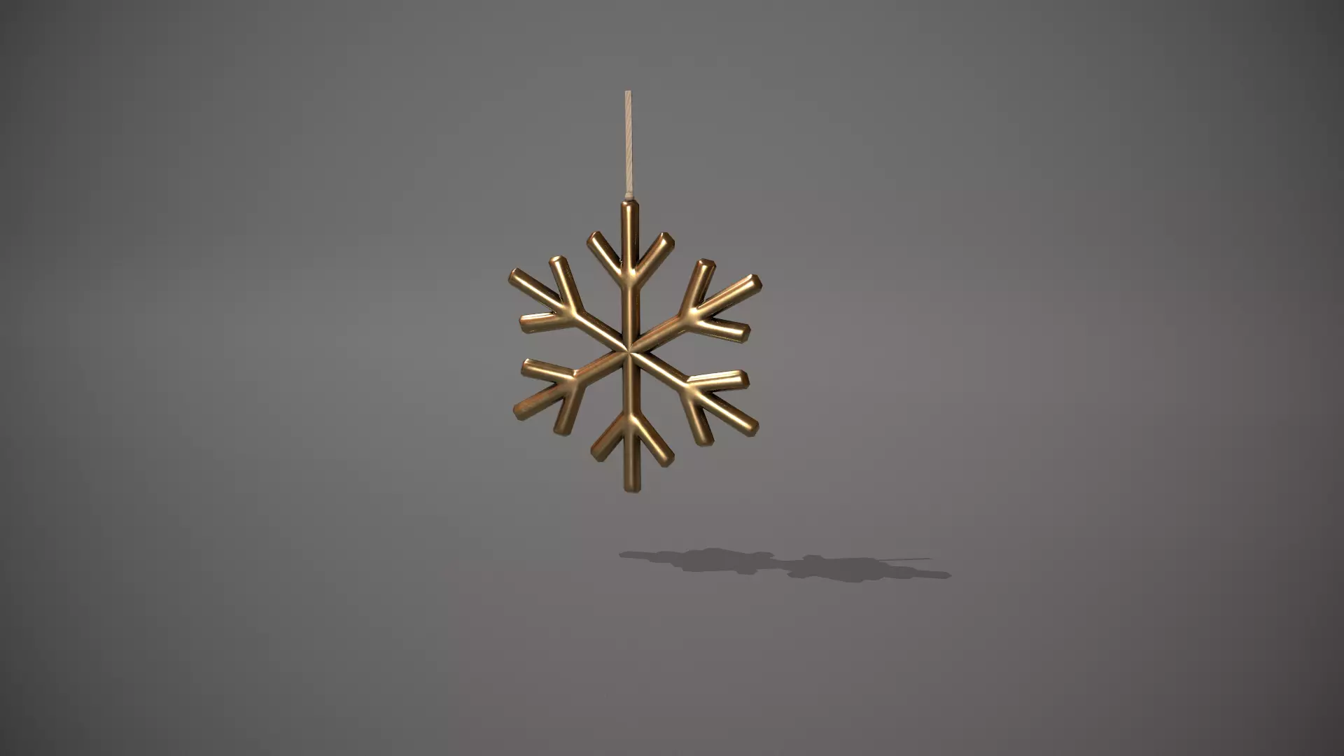 Gold Snowflake Decoration Low-poly 3D model_0