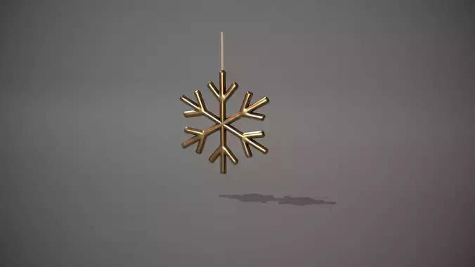 Gold Snowflake Decoration Low-poly 3D model