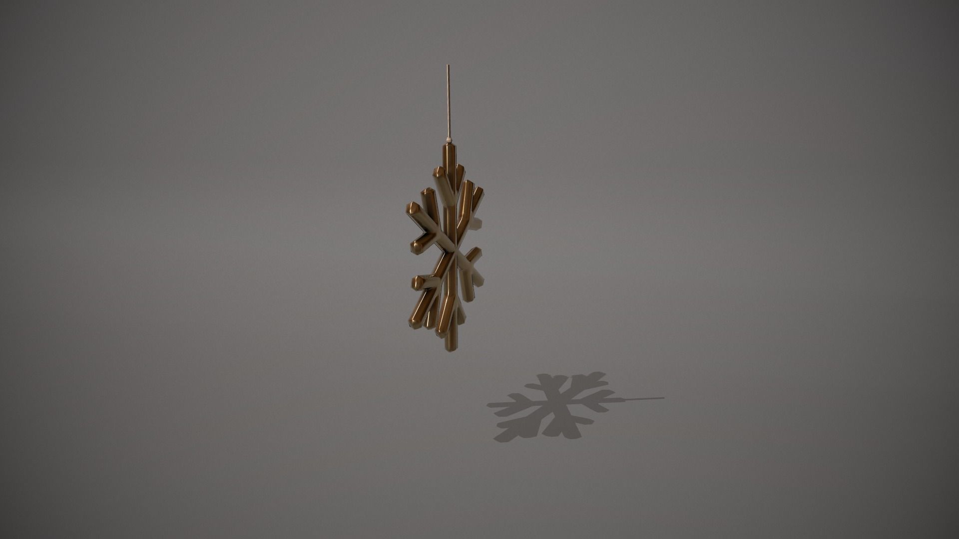 Gold Snowflake Decoration Low-poly 3D model_8