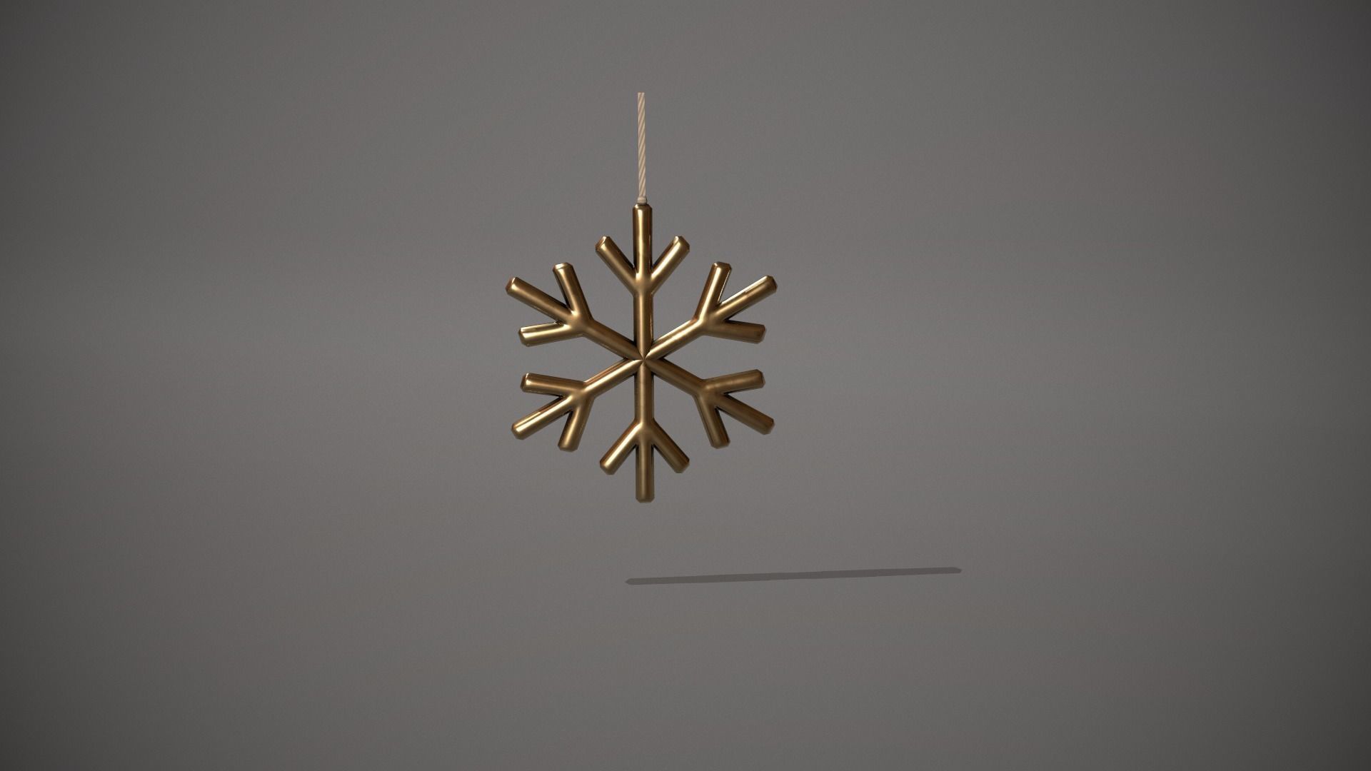 Gold Snowflake Decoration Low-poly 3D model_6