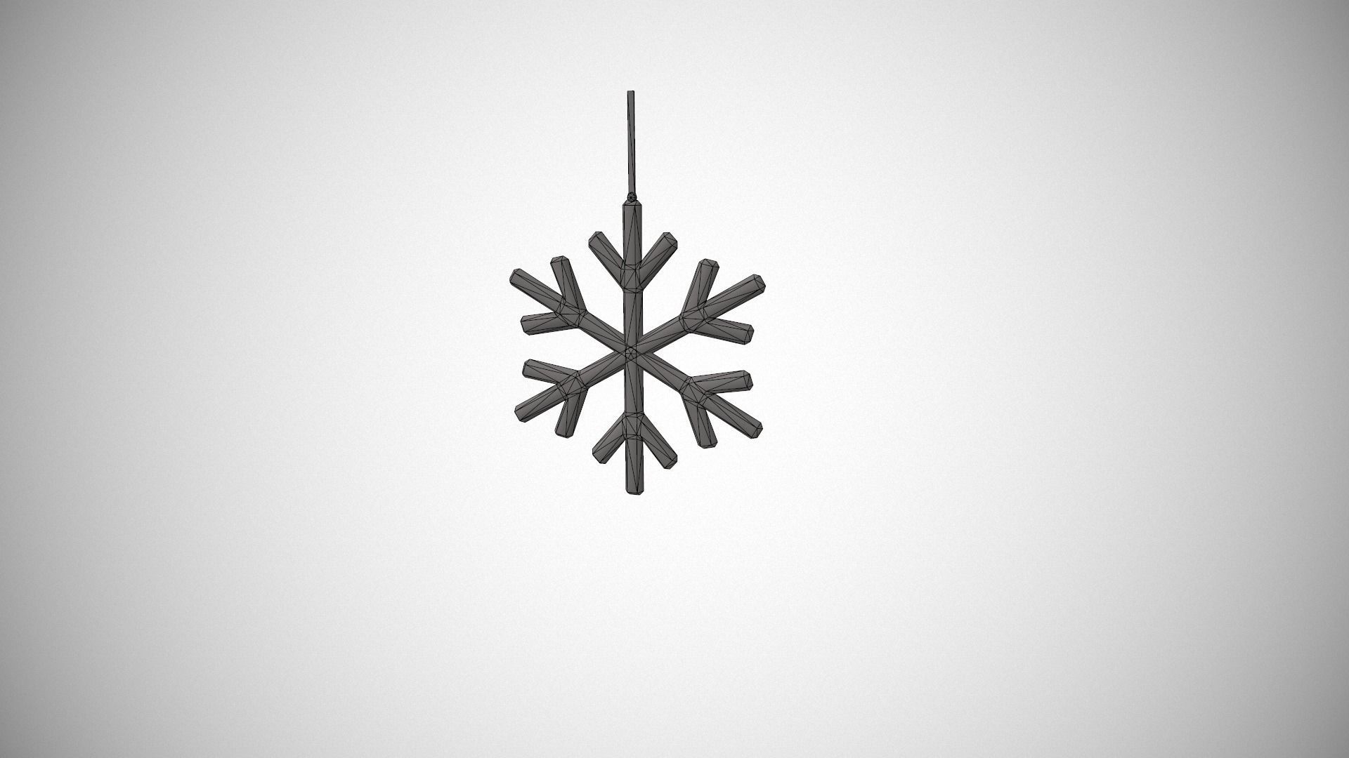 Gold Snowflake Decoration Low-poly 3D model_12