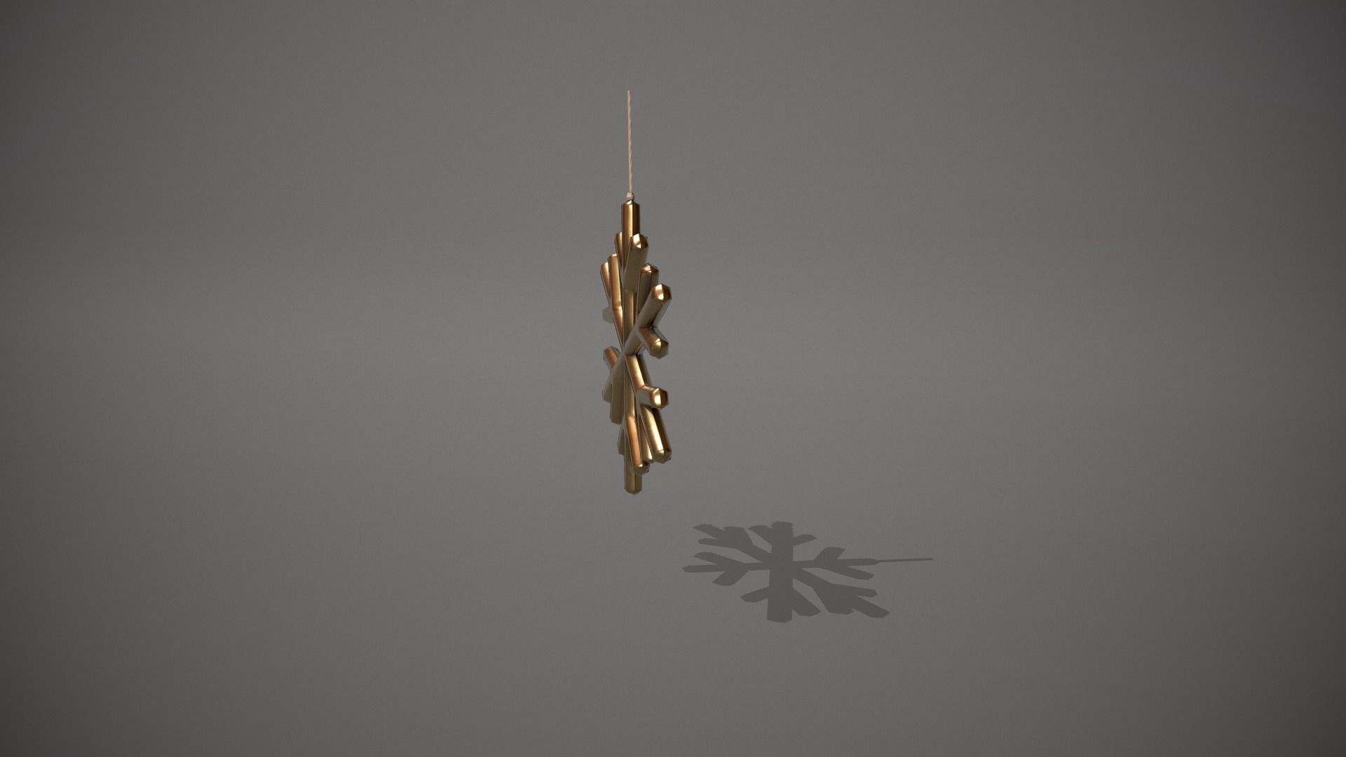Gold Snowflake Decoration Low-poly 3D model_9