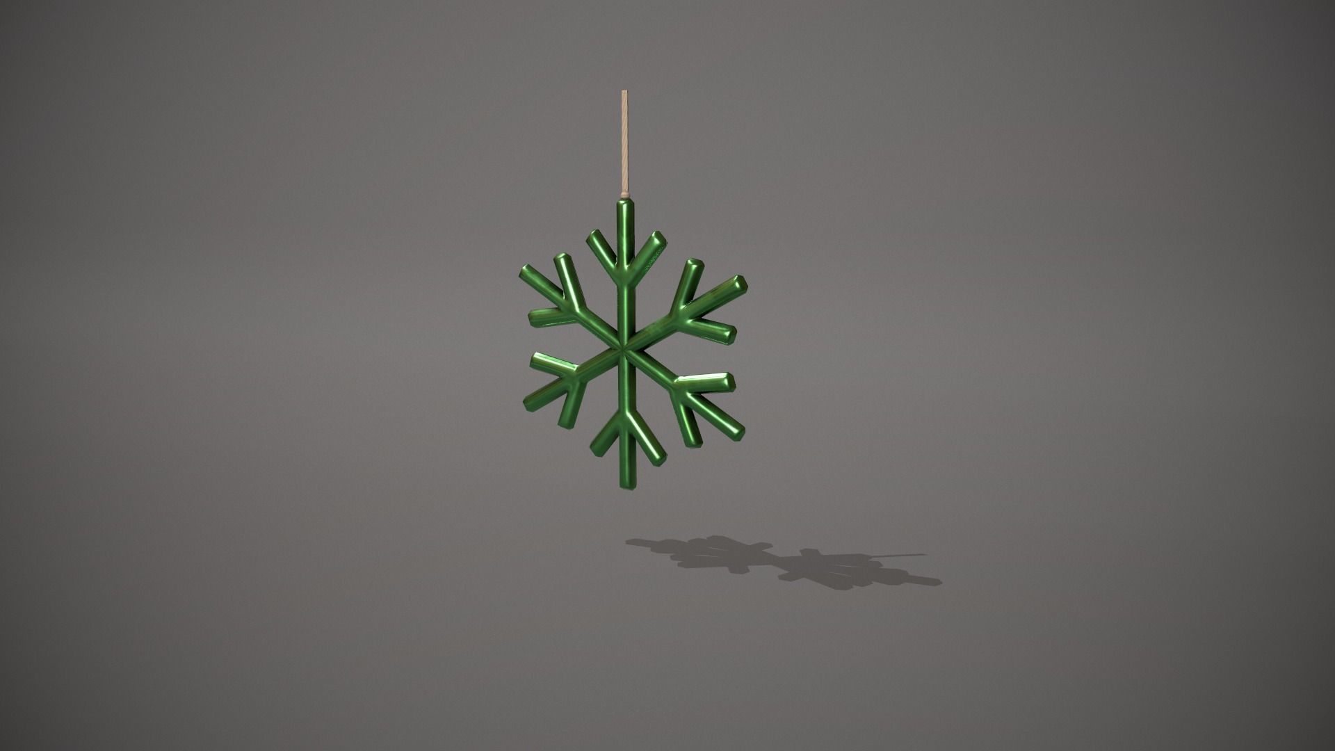 Green Snowflake Decoration Low-poly 3D model_5