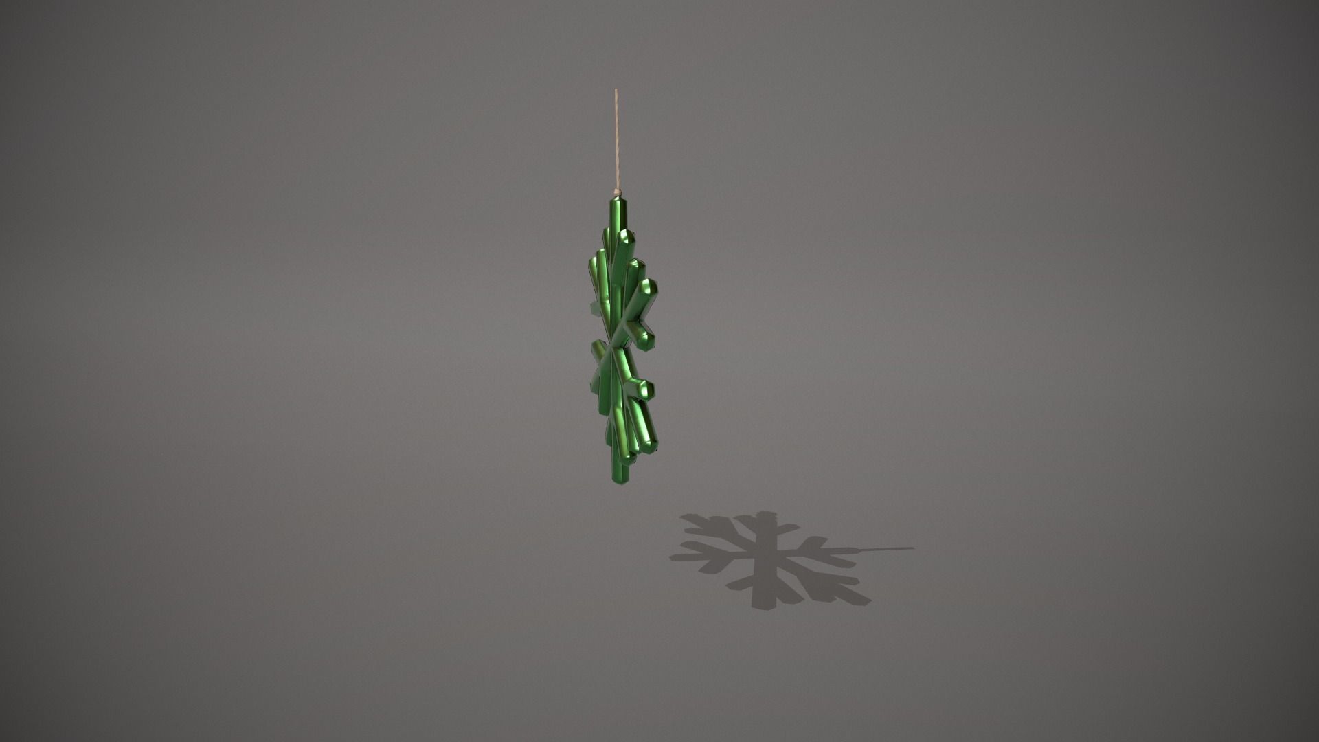 Green Snowflake Decoration Low-poly 3D model_9