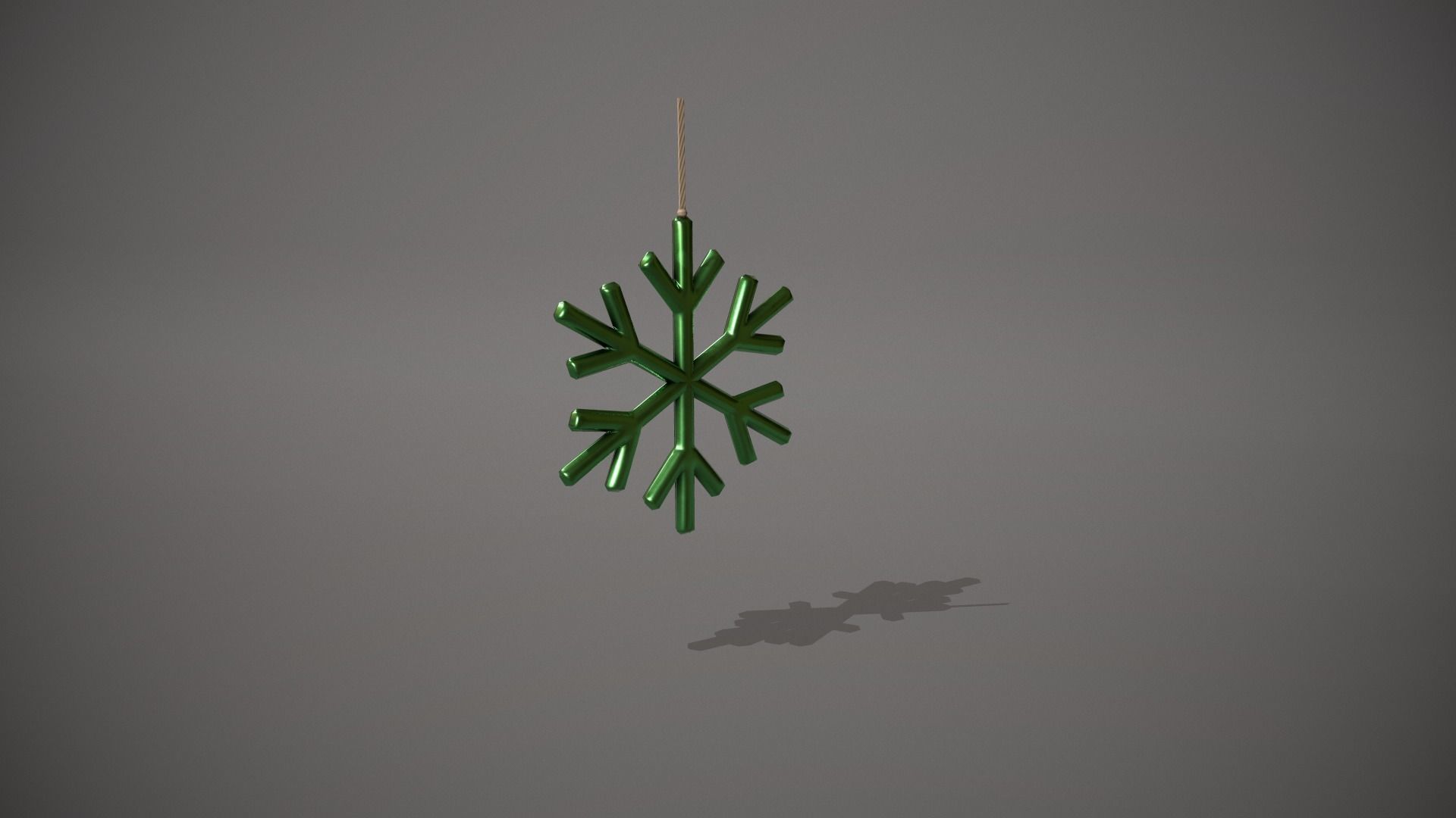 Green Snowflake Decoration Low-poly 3D model_7