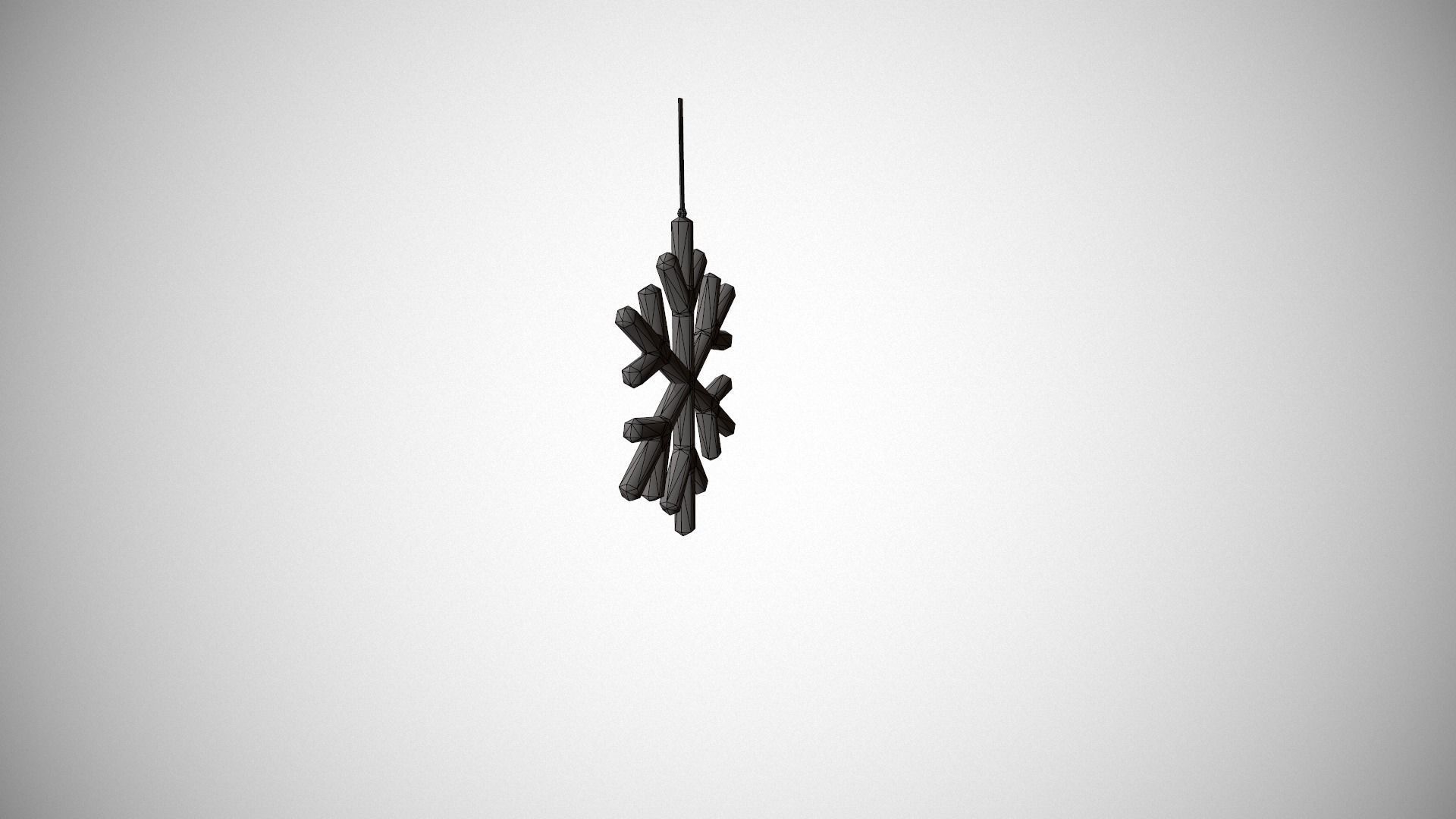 Green Snowflake Decoration Low-poly 3D model_17