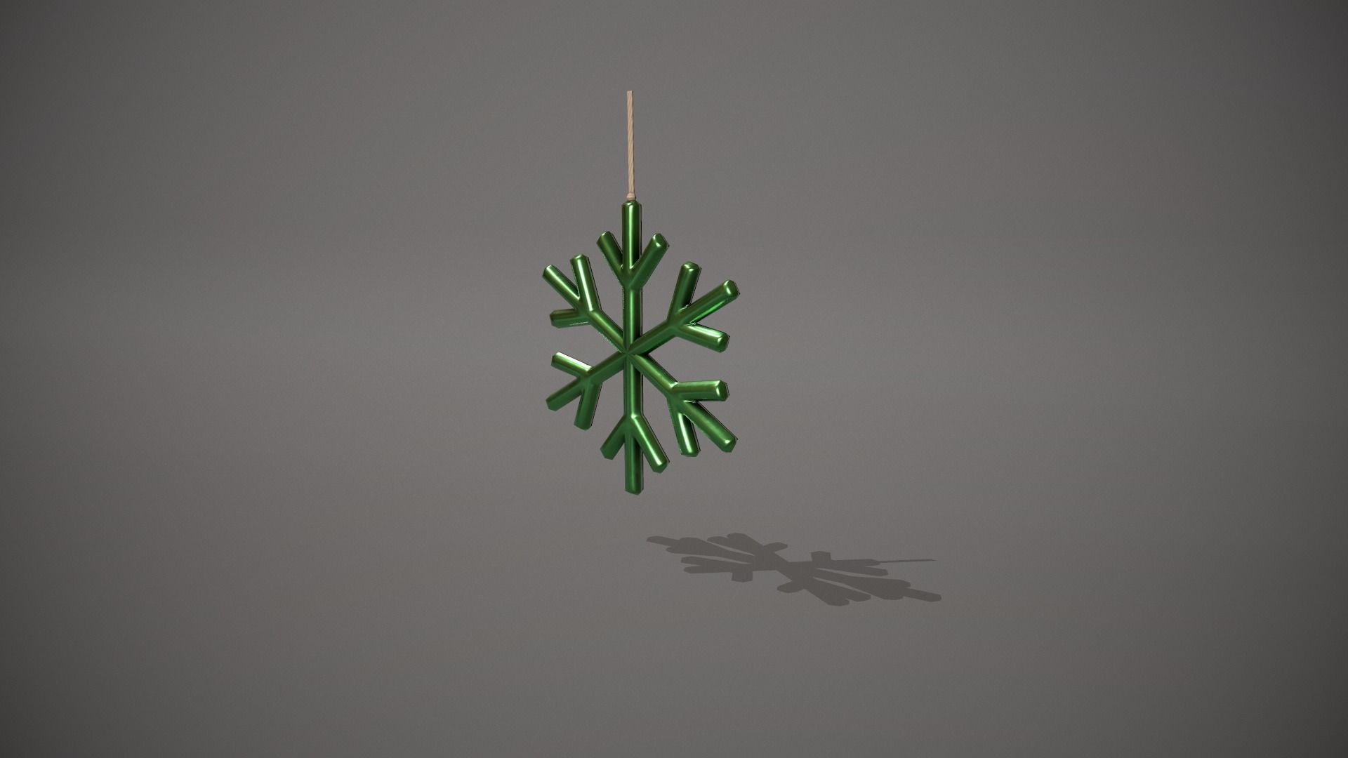 Green Snowflake Decoration Low-poly 3D model_10