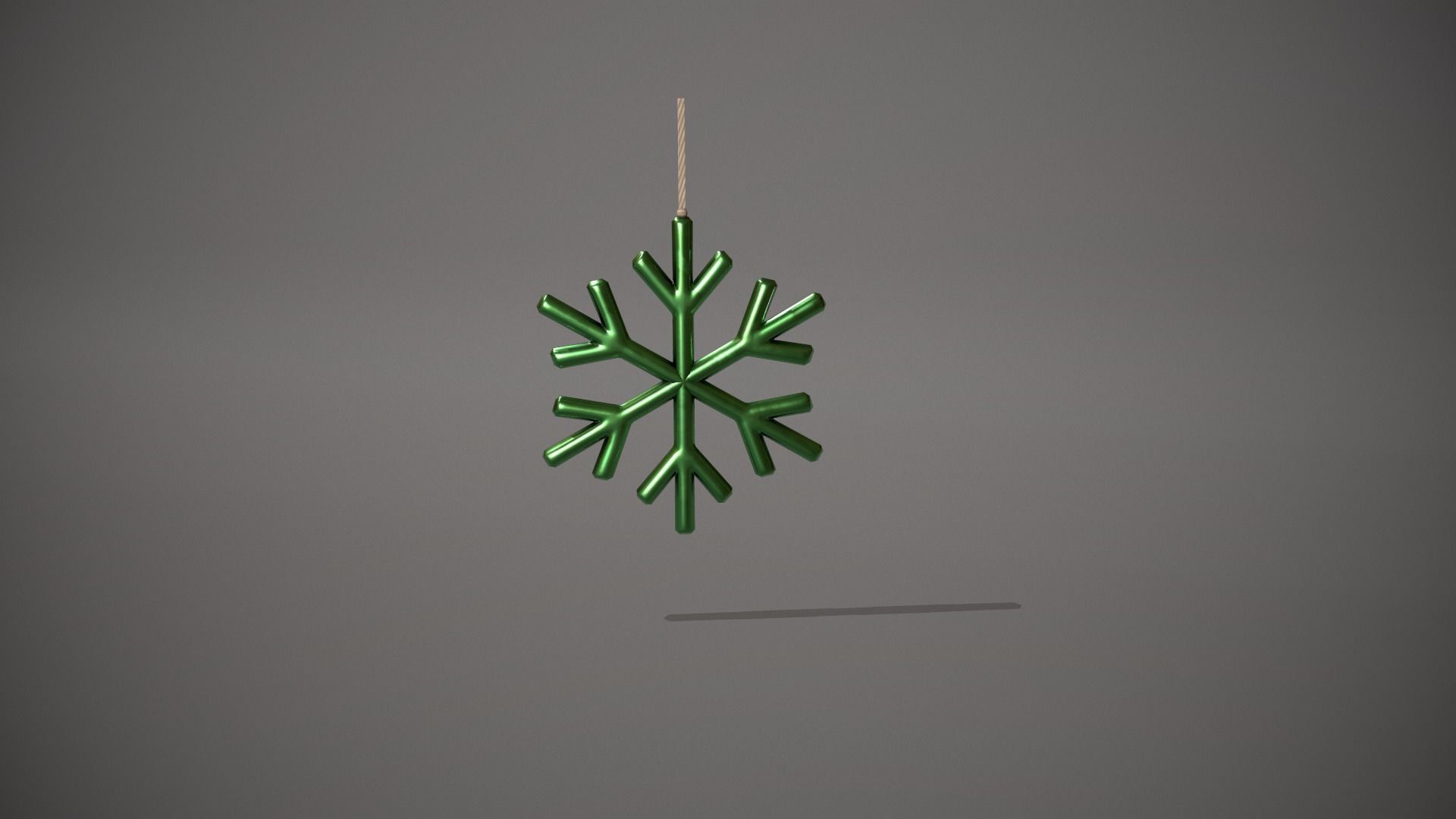 Green Snowflake Decoration Low-poly 3D model_6