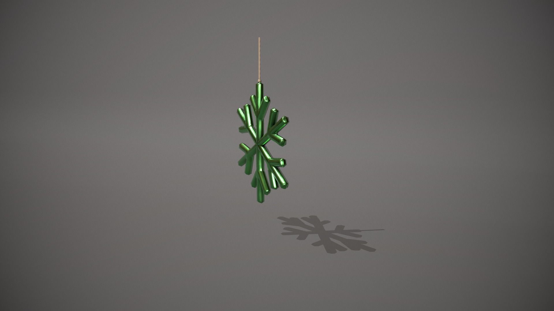 Green Snowflake Decoration Low-poly 3D model_4