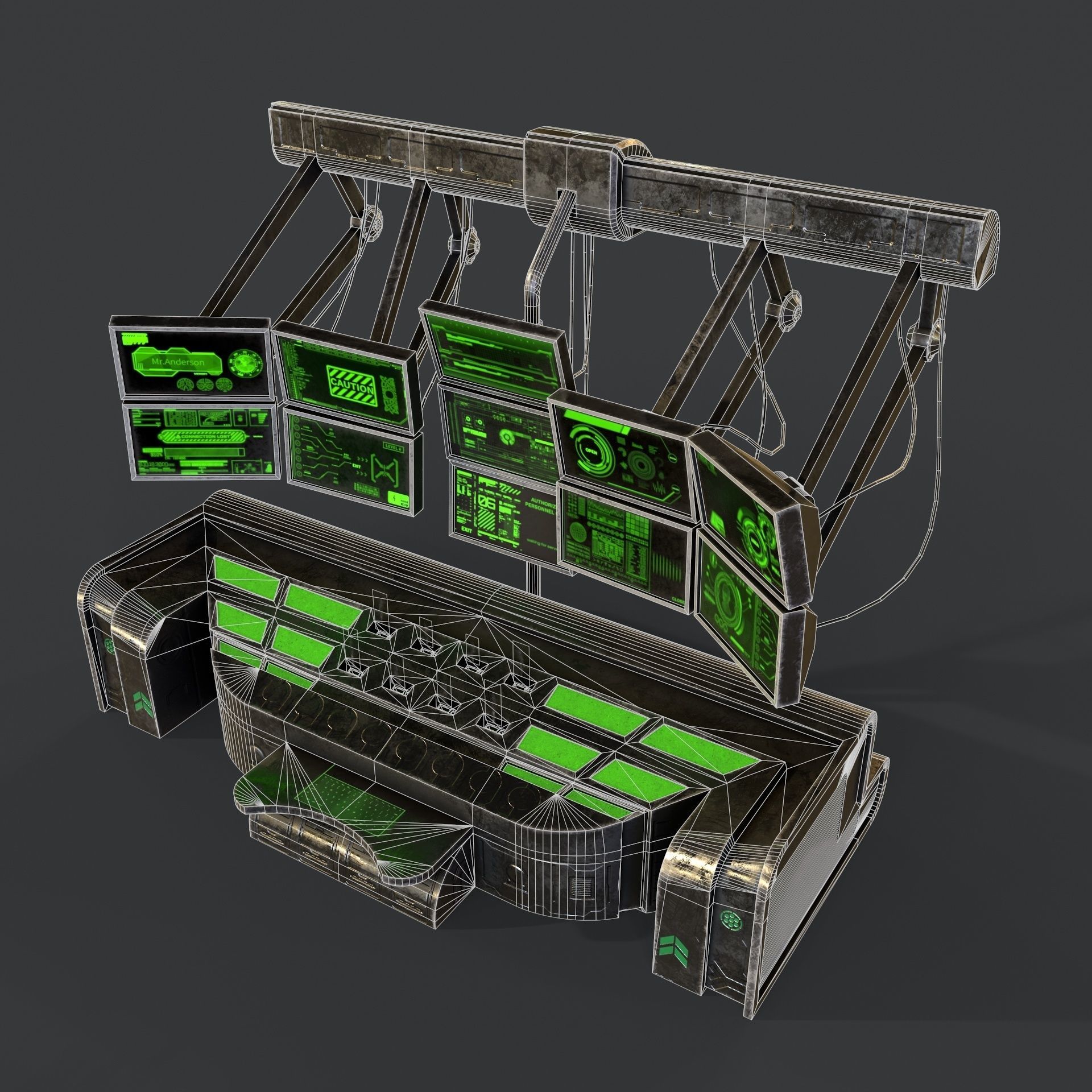 Sci-Fi Consolo Computer Base 6 Low-poly 3D model_16